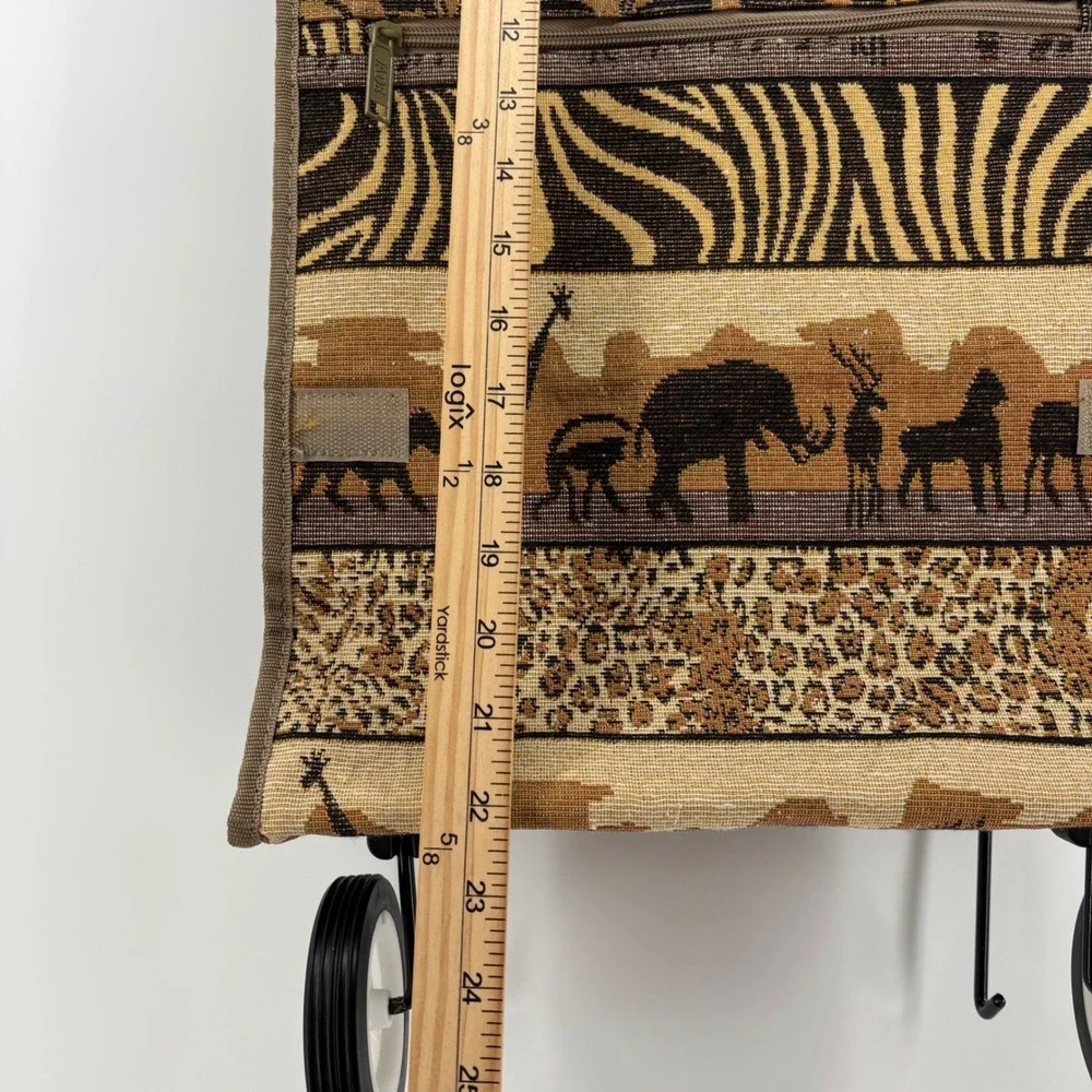 Jade Rolling Shopping Bag Large Brown Safari Animal Tapestry Ecletic Boho Unique